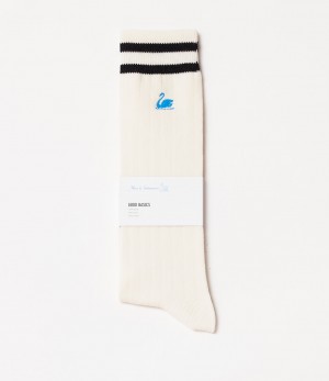 White / Black Merz B. Schwanen GS08 cotton Men Socks | MERZ0497286