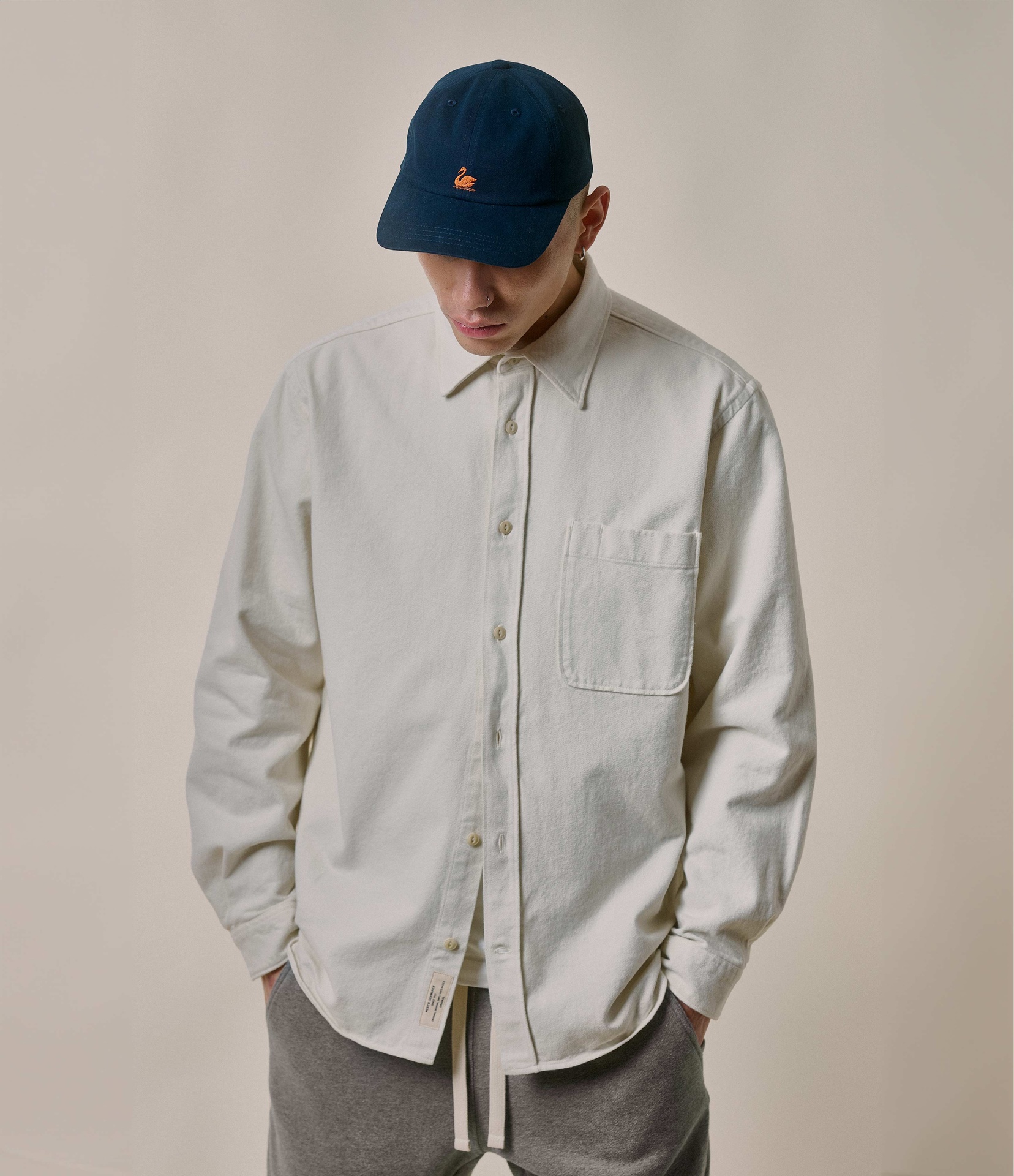 Beige Merz B. Schwanen SHIRT01T organic cotton broken twill Men Shirts | MERZ7201458
